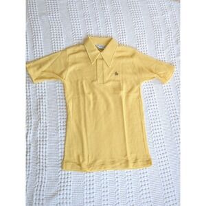 Vtg Mesh Munsingwear Grand Slam Penguin Polo Shirt Yellow Short Sleeve Medium